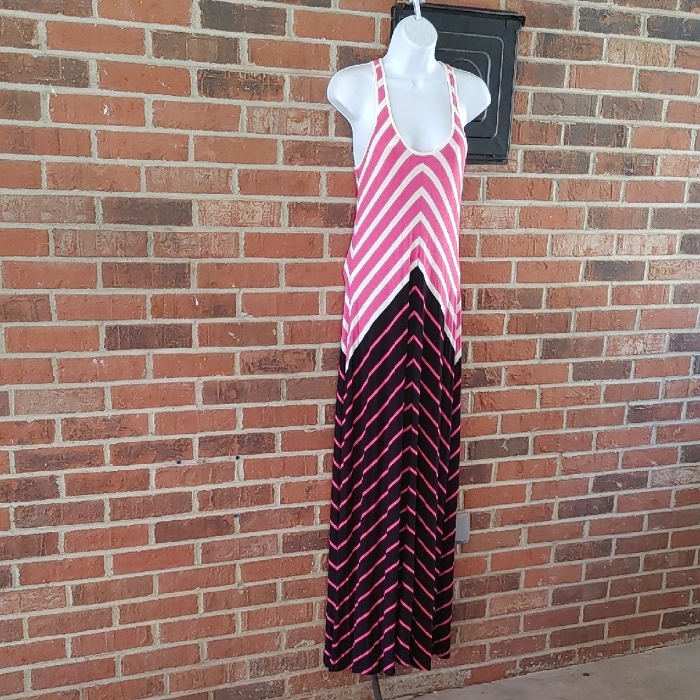 Calvin Klein Flamingo Multi  Striped Maxi Tank Dress Size 4 (1597)